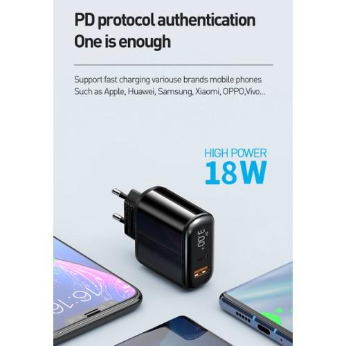 Mcdodo PD3.0 20W Usb ve Type C Şarj Adaptörü Siyah Ch-7170 - Görsel 3