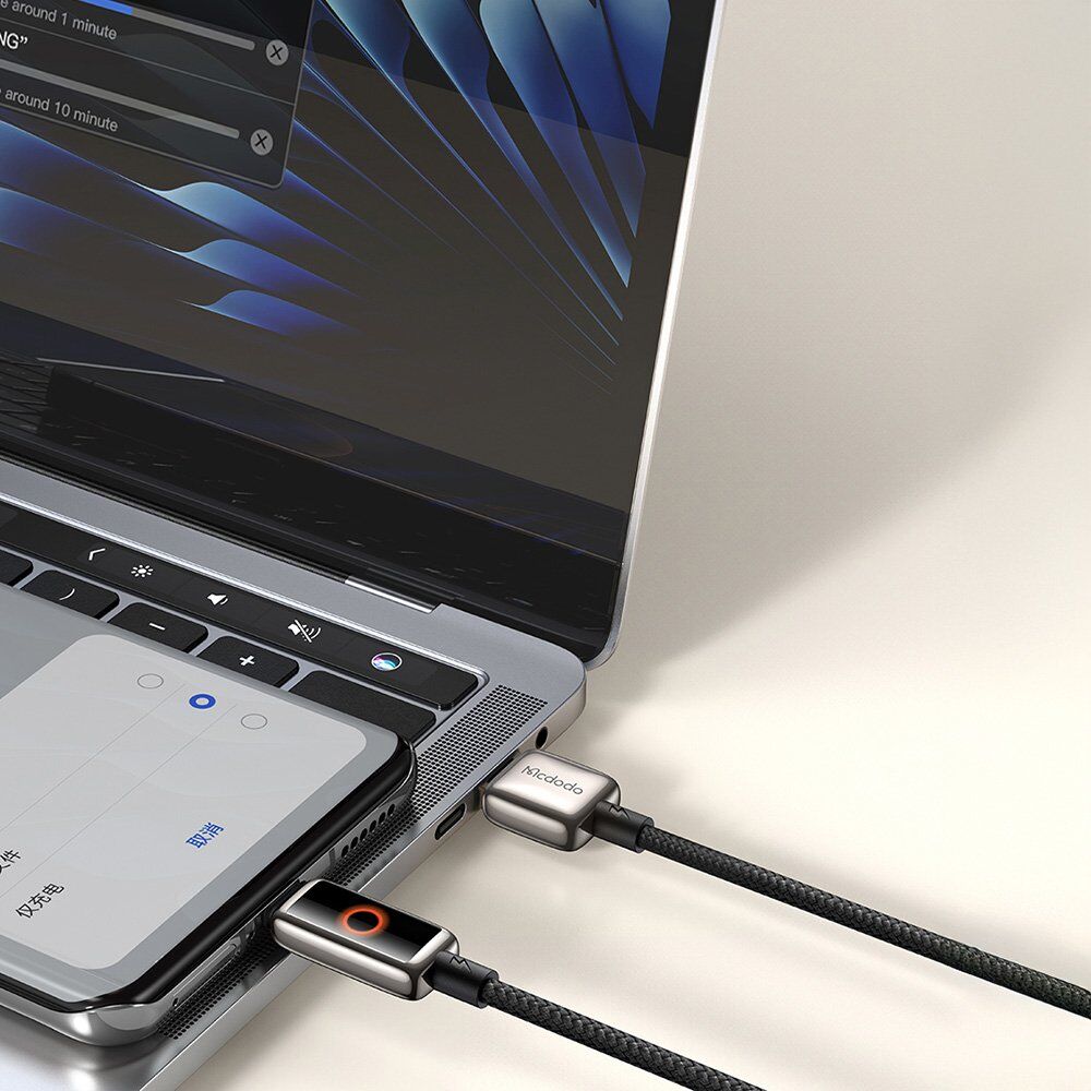 Mcdodo CA-6650 6A USB Typec Halo Solunum Işıklı Şarj Kablosu 1.2M - Siyah - Görsel 2