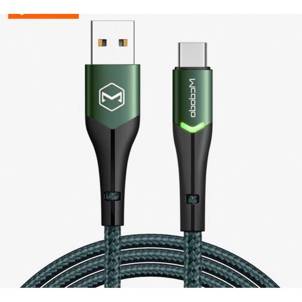 Mcdodo CA-7961 Typec Led Işıklı Hızlı Data Şarj Kablo 3A 1Mt-Yeşil