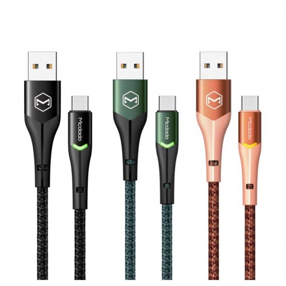 Mcdodo CA-7961 Typec Led Işıklı Hızlı Data Şarj Kablo 3A 1Mt-Yeşil - Görsel 2