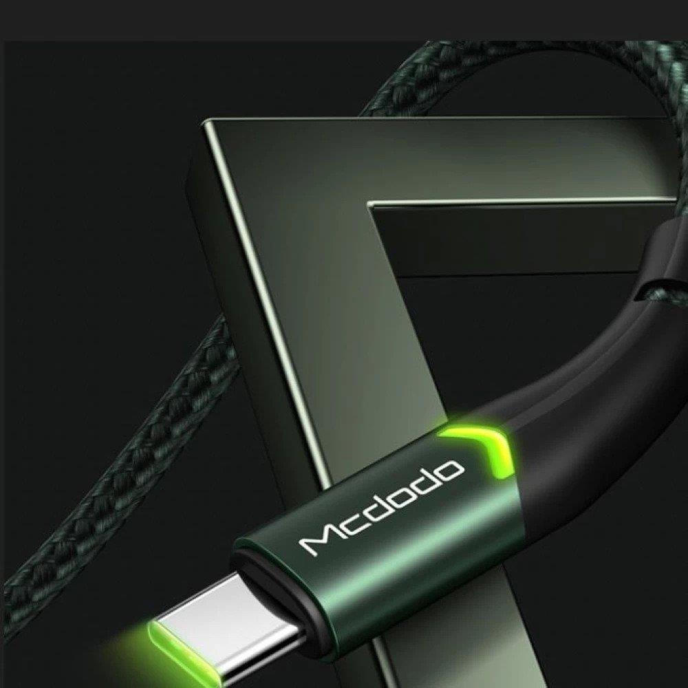 Mcdodo CA-7961 Typec Led Işıklı Hızlı Data Şarj Kablo 3A 1Mt-Yeşil - Görsel 4