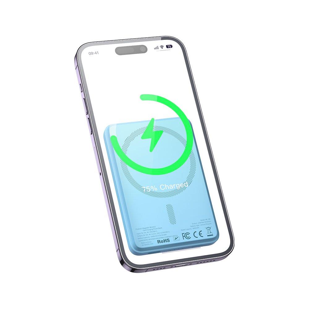 Mcdodo MC-3952 15W Mini Manyetik 5000 mAh Powerbank- Mavi - Görsel 3