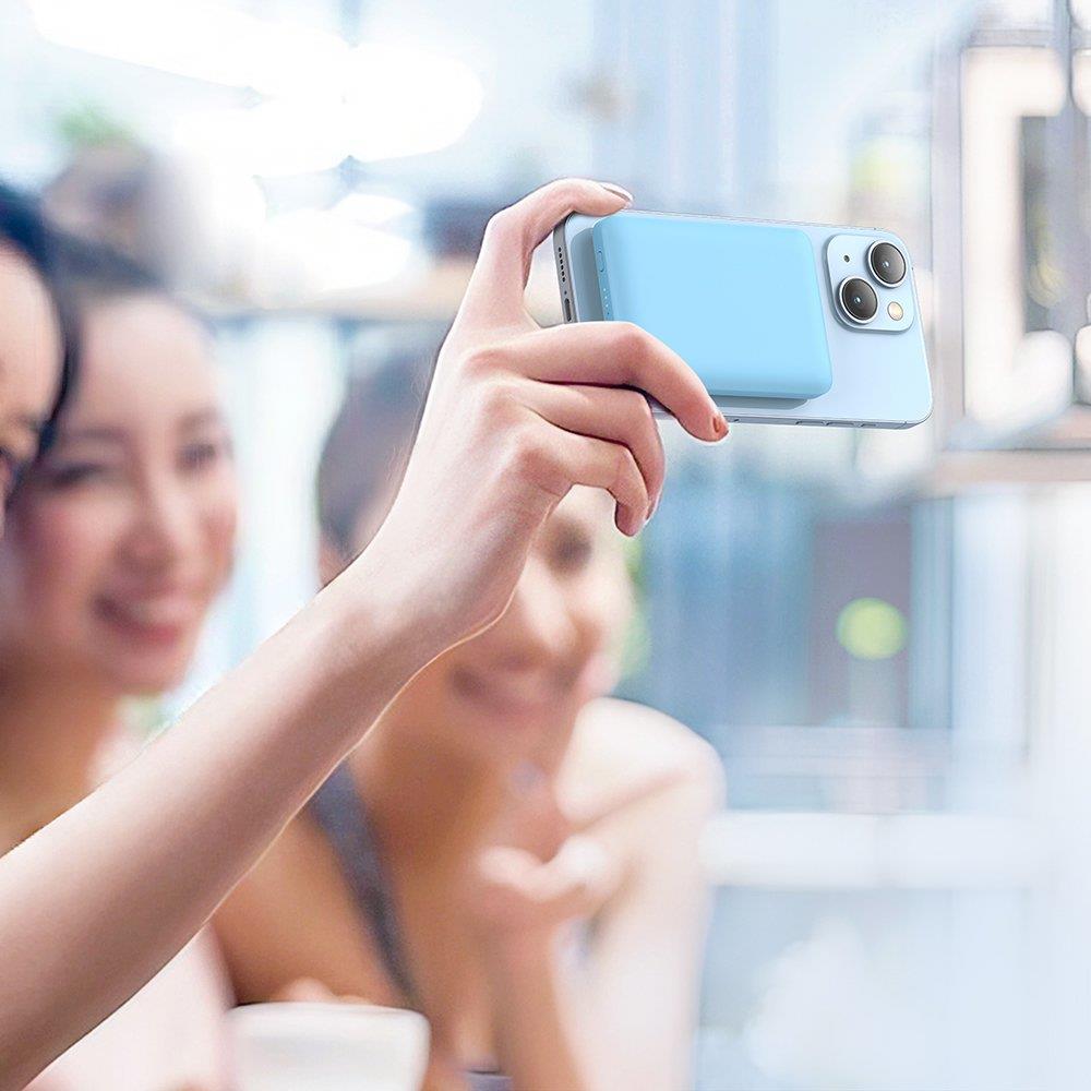 Mcdodo MC-3952 15W Mini Manyetik 5000 mAh Powerbank- Mavi - Görsel 6