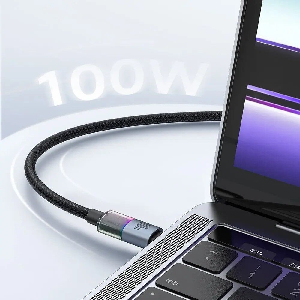 Mcdodo CA-8200 Typec Typec 100W 7 Renkli LED Işıklı Şarj Data Kablo 1,2M - Görsel 3