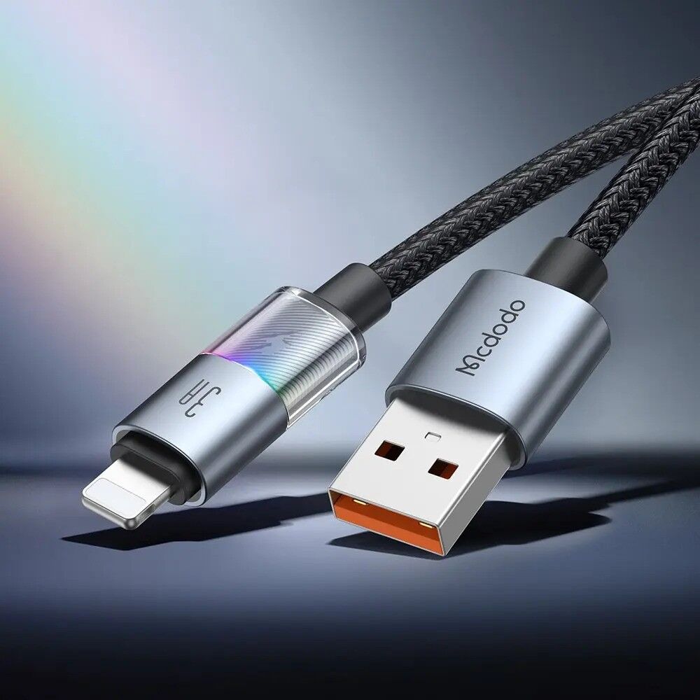 Mcdodo CA-8170 Usb iPhone 3A 7 Renkli LED Işıklı Şarj Data Kablo 1,2M - Görsel 2
