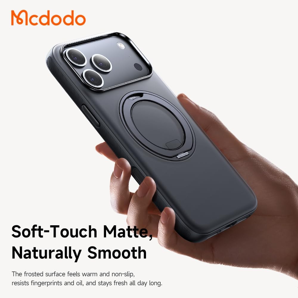 Mcdodo PC-1872 iPhone 17 Pro Max Yakalama Düğmeli Manyetik 360 Halka Standlı Kılıf - Görsel 4