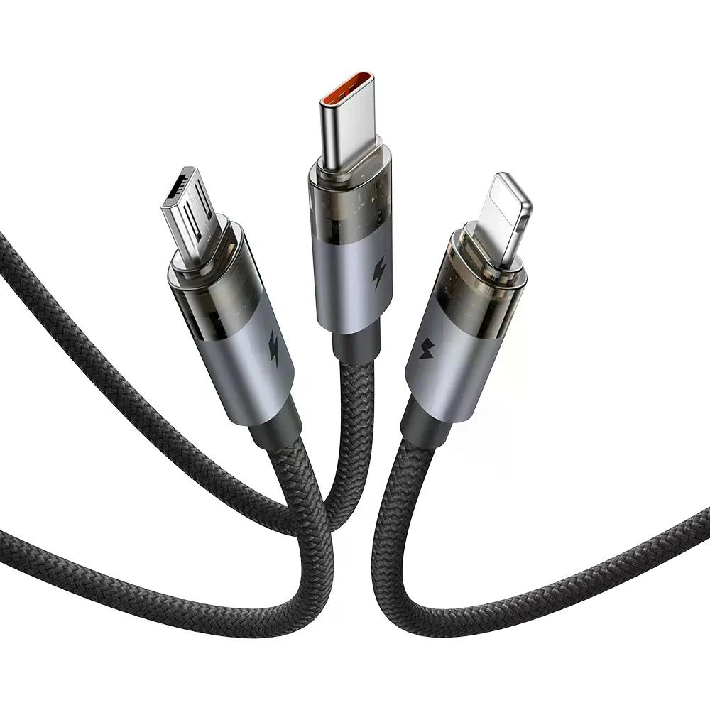 Mcdodo CA-7260 6in1 100W Typec iPhone Micro Şeffaf Çoklu Kablo 1.2M