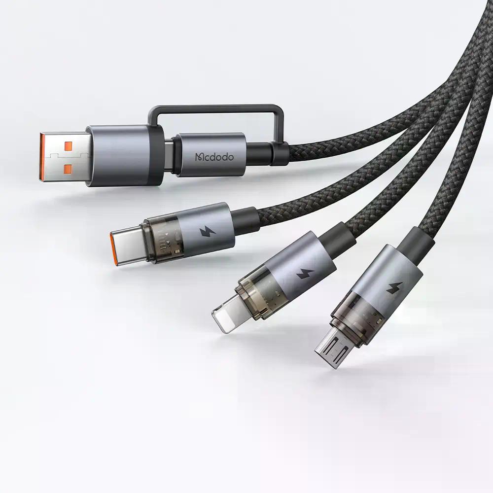 Mcdodo CA-7260 6in1 100W Typec iPhone Micro Şeffaf Çoklu Kablo 1.2M - Görsel 2