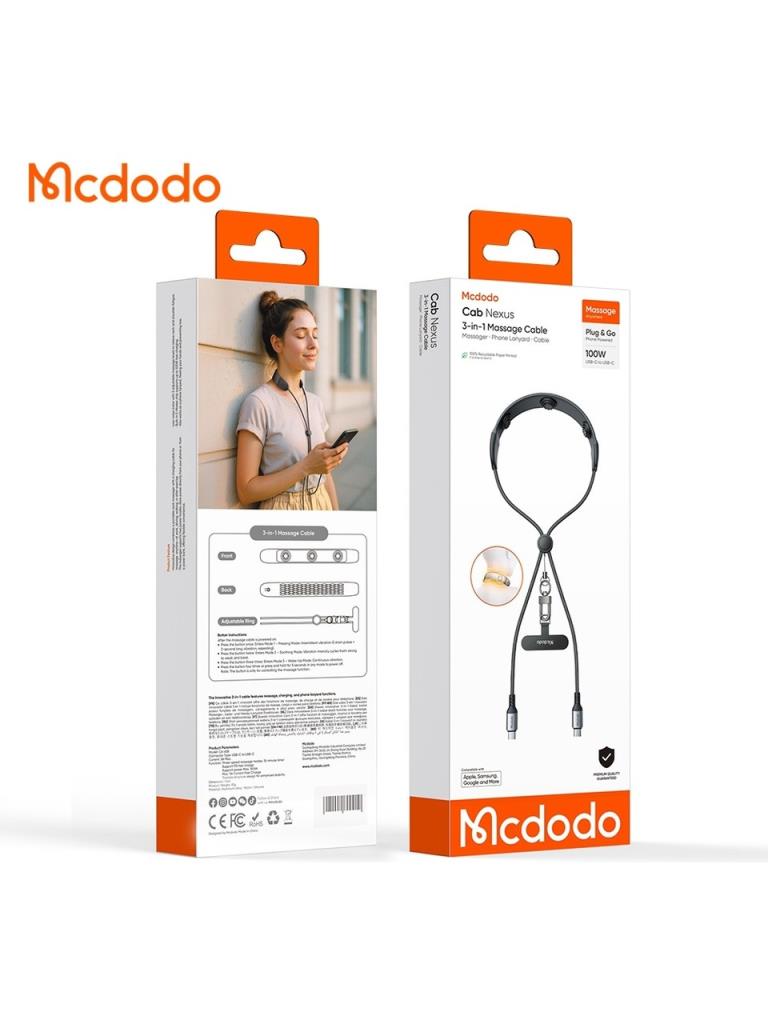 Mcdodo CA-6580 100W TypeC TypeC 3in1 Masaj ve Şarj Kablosu - Görsel 3